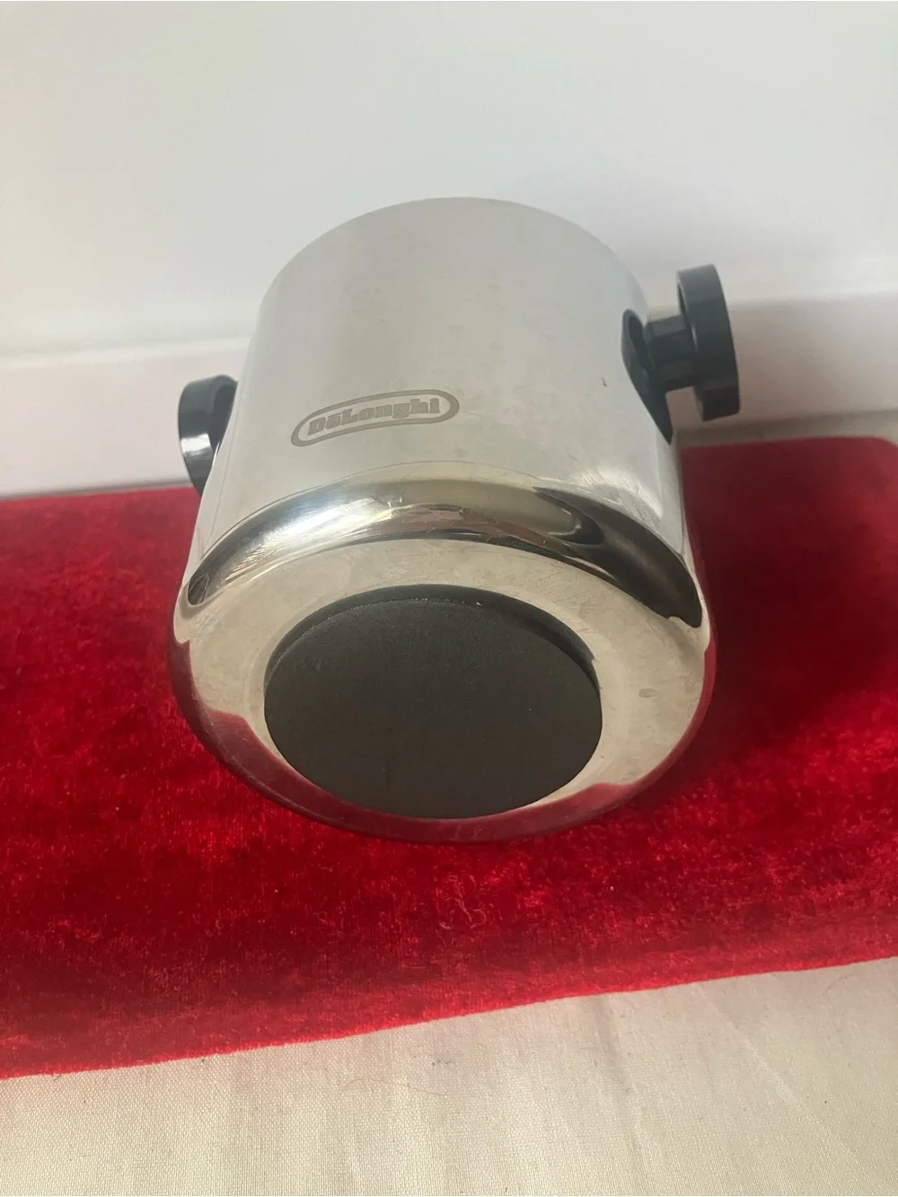 DeLonghi Stainless Steel Espresso Coffee Knock Box DLSC059 Mirror Polish Ground.
